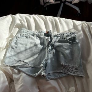 mid rise denim shorts